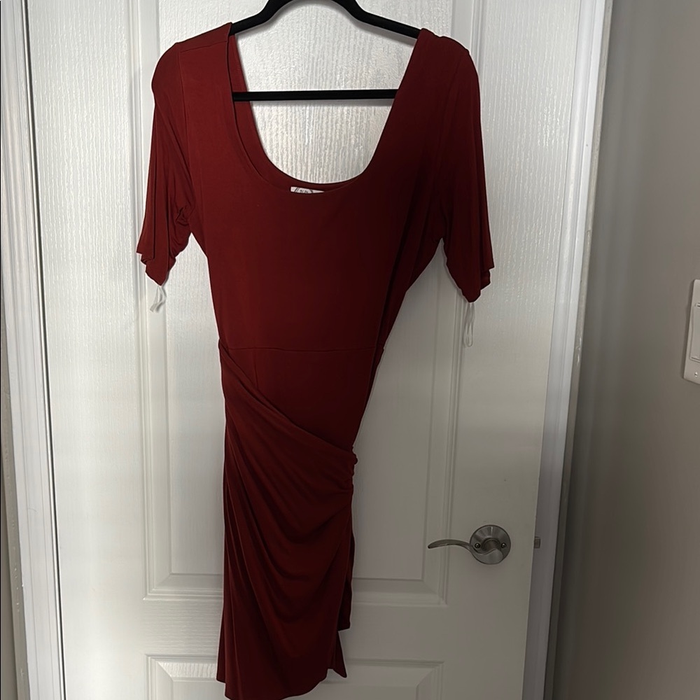 Maurices Copper Asymmetrical Sidewrap Dress for Night Out